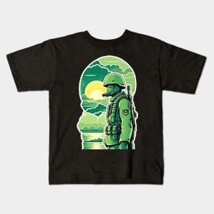 Soldiers Facing the Setting Sun Kids T-Shirt